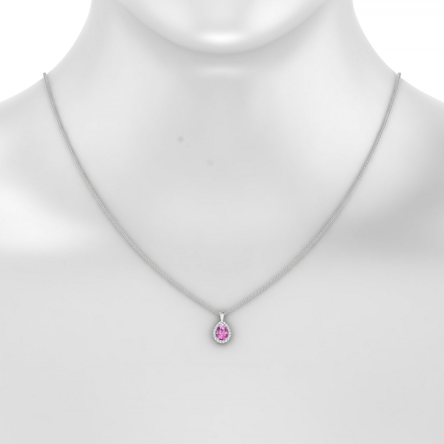 Solar | 18k White Gold 7 x 5 mm Pear Pink Sapphire Pendant