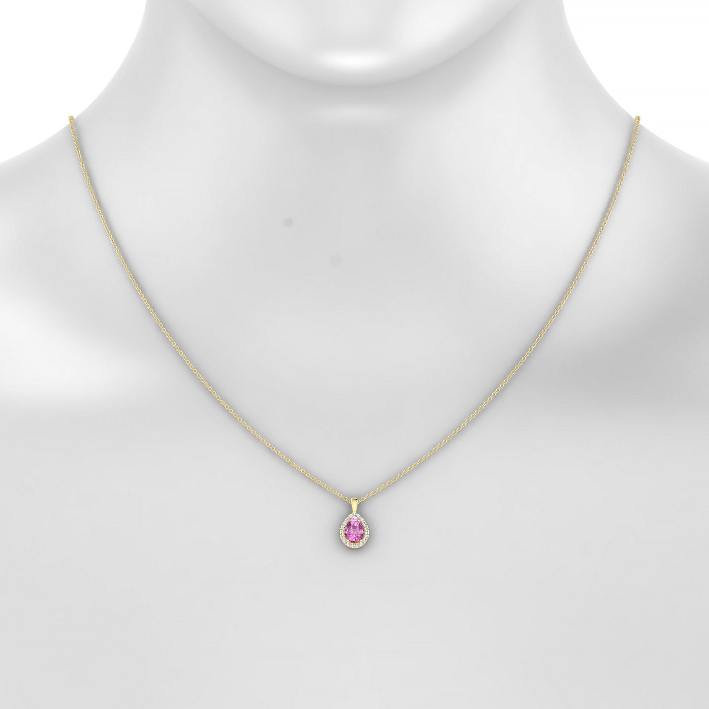 Solar | 18k Yellow Gold 7 x 5 mm Pear Pink Sapphire Pendant