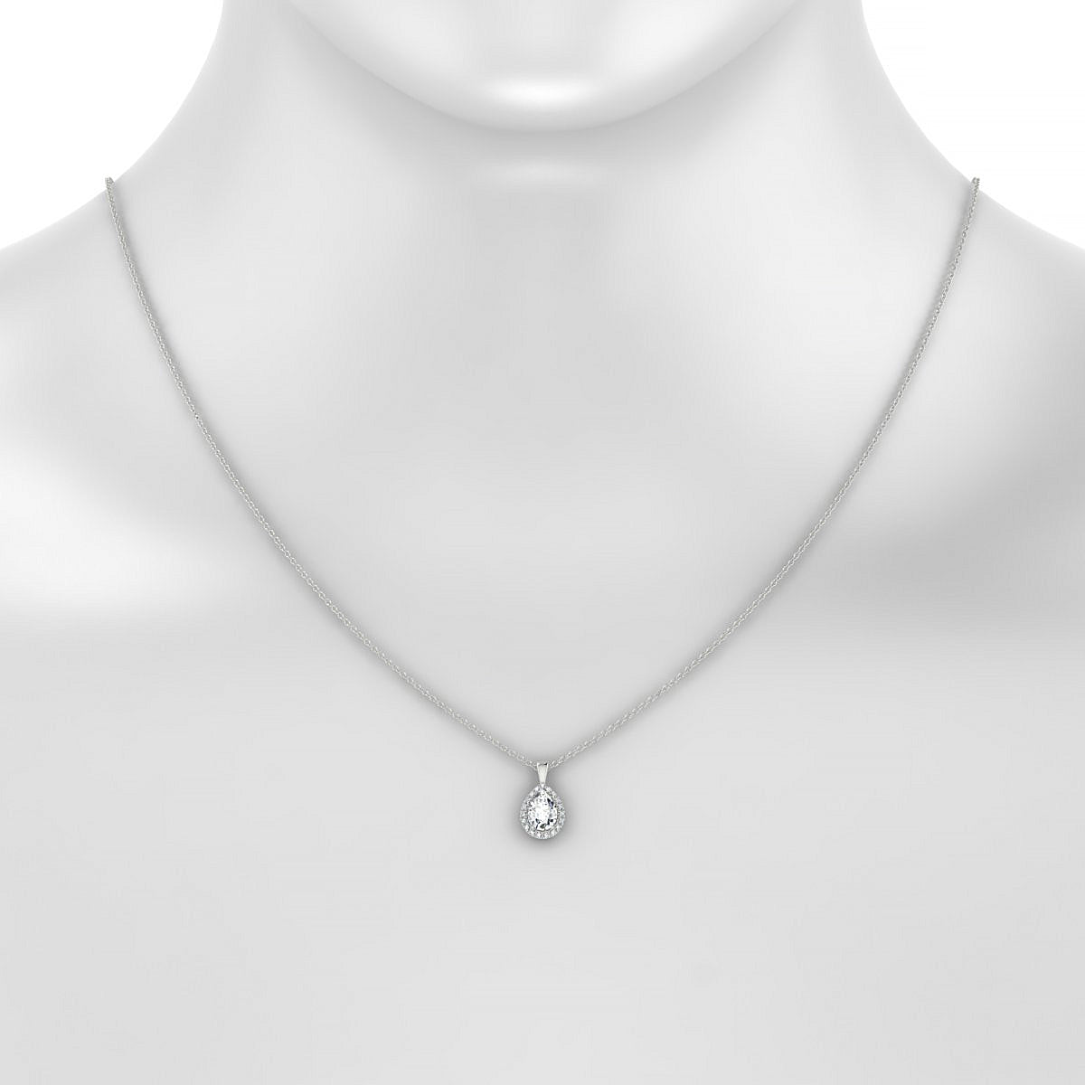 Solar | 18k White Gold 7 x 5 mm Pear Diamond Pendant