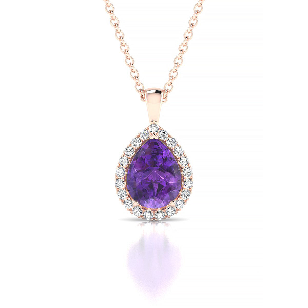 Solar | 18k Rose Gold 8 x 6 mm Pear Amethyst Pendant