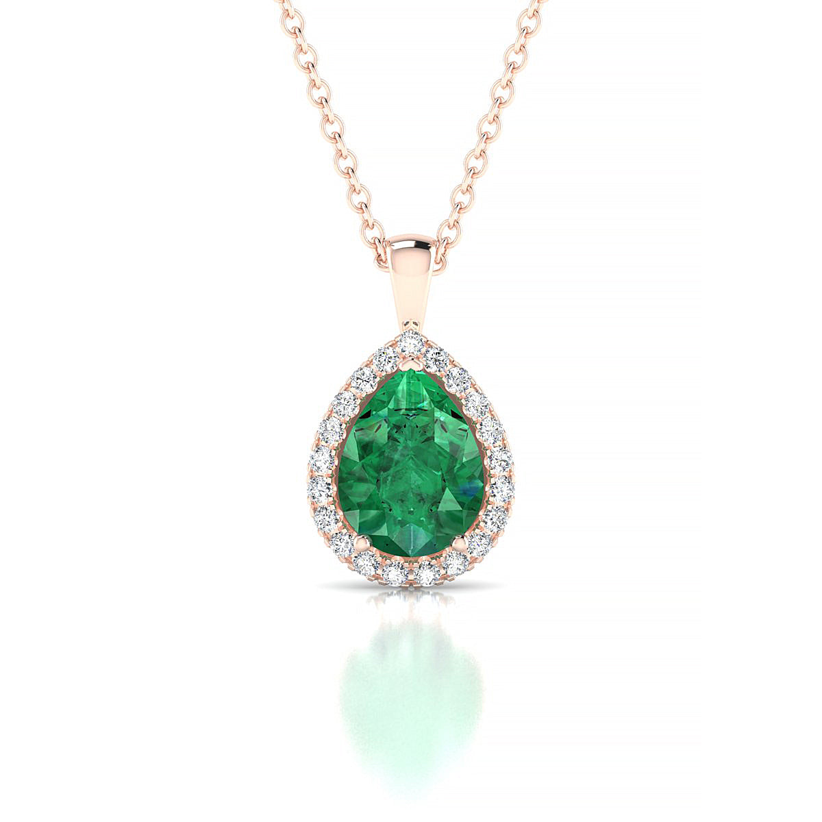 Solar | 18k Rose Gold 8 x 6 mm Pear Emerald Pendant