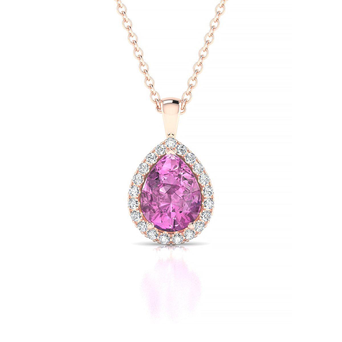 Solar | 18k Rose Gold 8 x 6 mm Pear Pink Sapphire Pendant