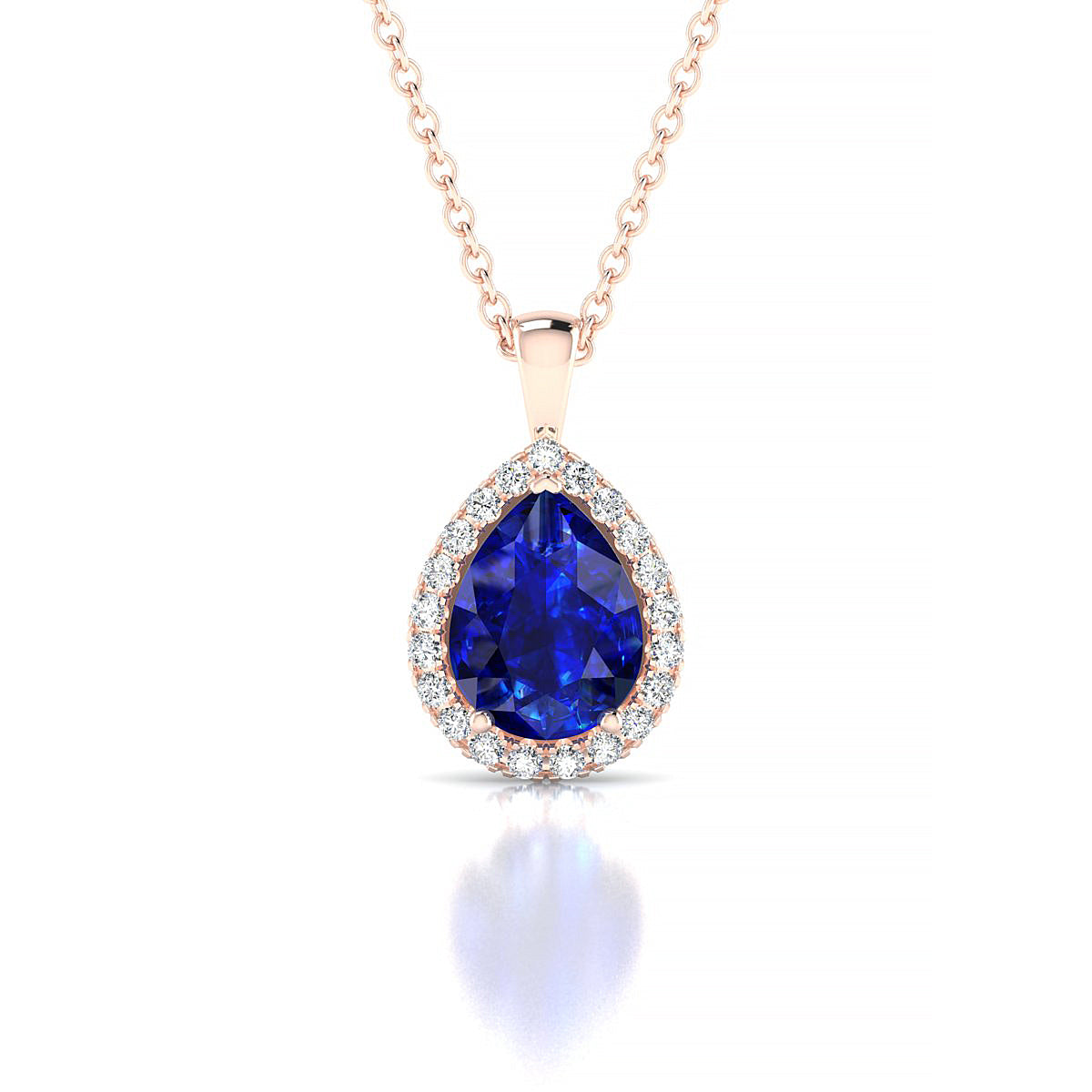 Solar | 18k Rose Gold 8 x 6 mm Pear Sapphire Pendant