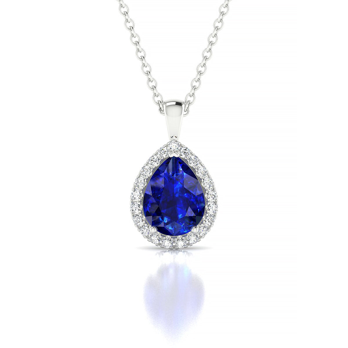 Solar | 18k White Gold 8 x 6 mm Pear Sapphire Pendant