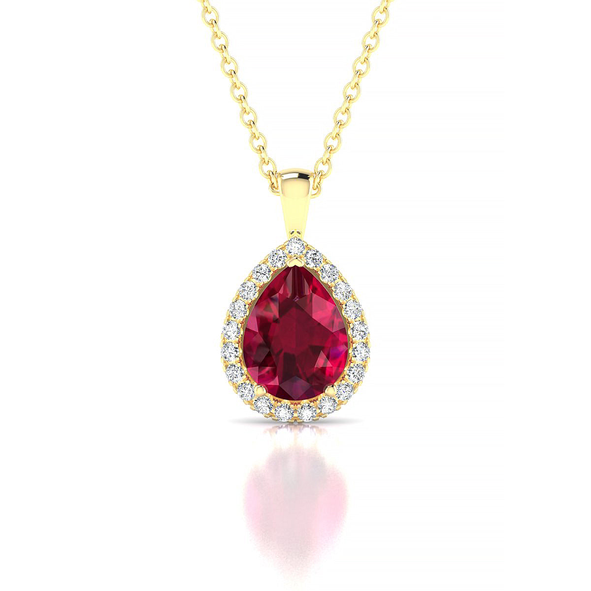 Solar | 18k Yellow Gold 8 x 6 mm Pear Ruby Pendant