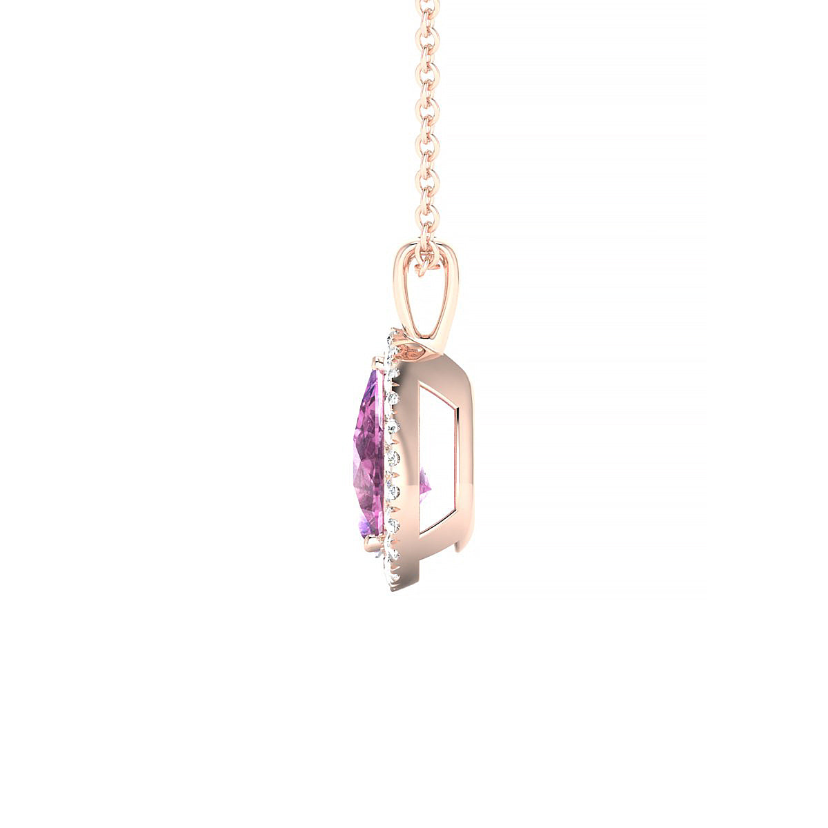 Solar | 18k Rose Gold 8 x 6 mm Pear Pink Sapphire Pendant