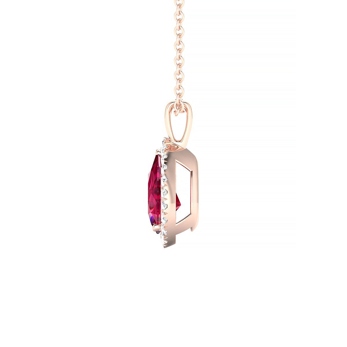 Solar | 18k Rose Gold 8 x 6 mm Pear Ruby Pendant