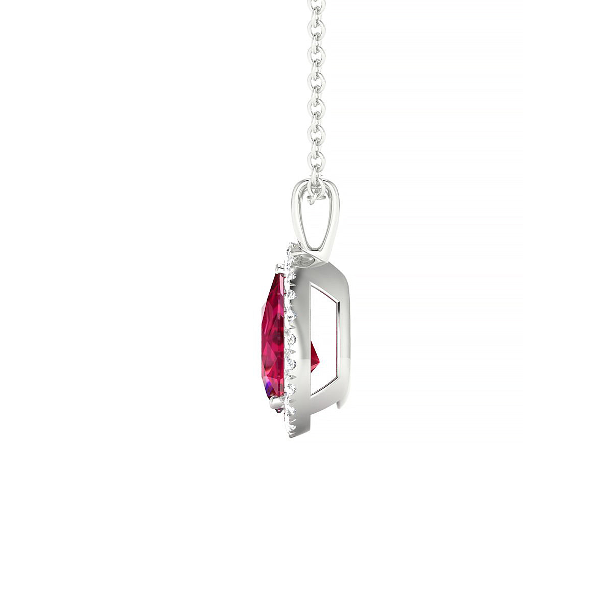 Solar | 18k White Gold 8 x 6 mm Pear Ruby Pendant