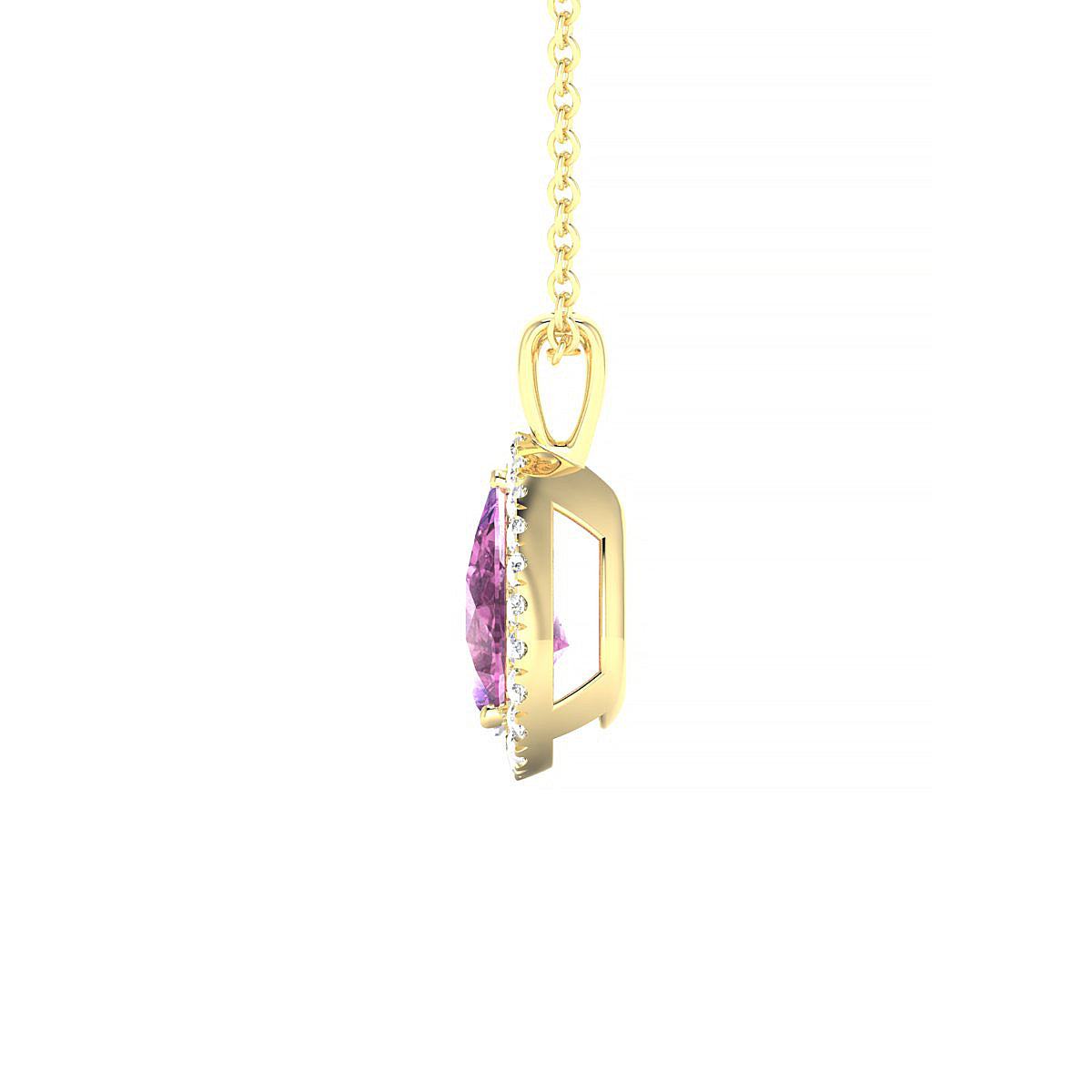 Solar | 18k Yellow Gold 8 x 6 mm Pear Pink Sapphire Pendant