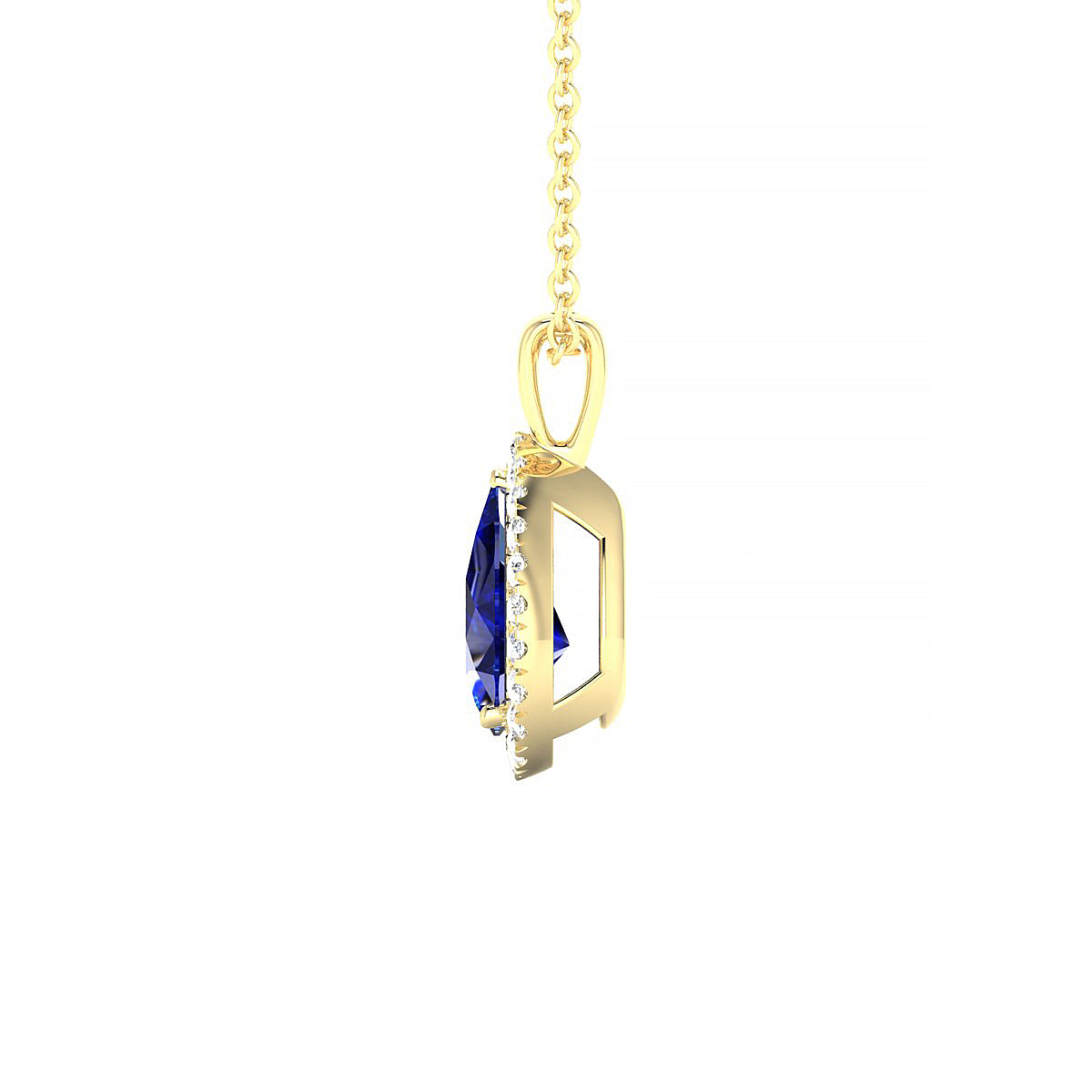 Solar | 18k Yellow Gold 8 x 6 mm Pear Sapphire Pendant