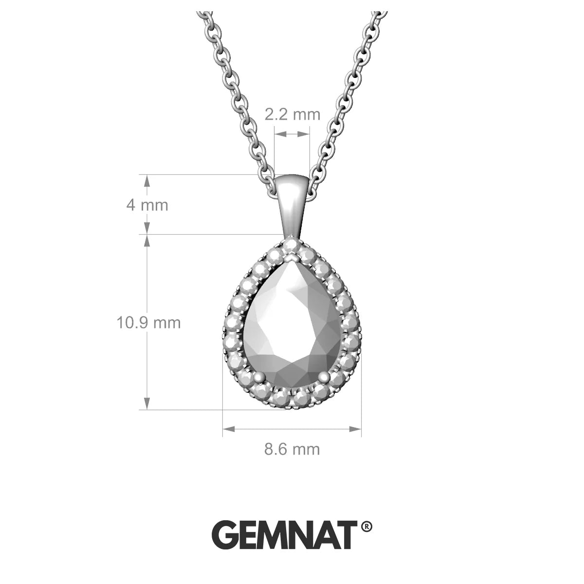 Solar | 18k White Gold 8 x 6 mm Pear Emerald Pendant