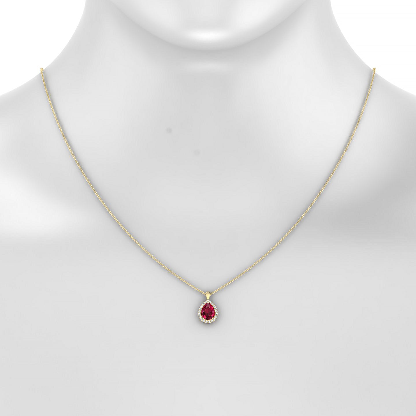Solar | 18k Yellow Gold 8 x 6 mm Pear Ruby Pendant