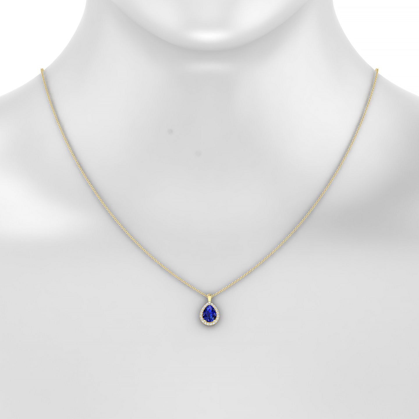 Solar | 18k Yellow Gold 8 x 6 mm Pear Sapphire Pendant