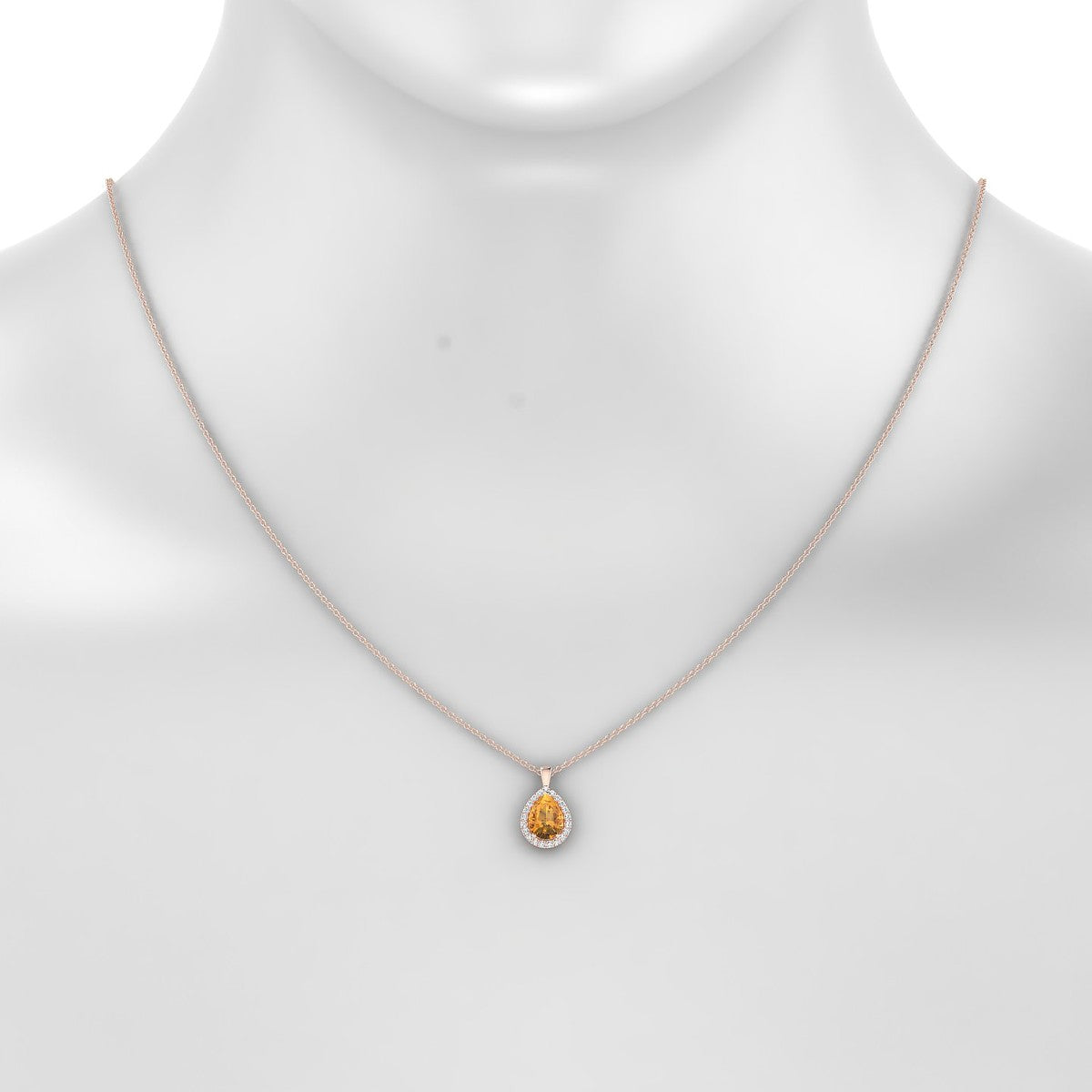 Solar | 18k Rose Gold 8 x 6 mm Pear Citrine Pendant