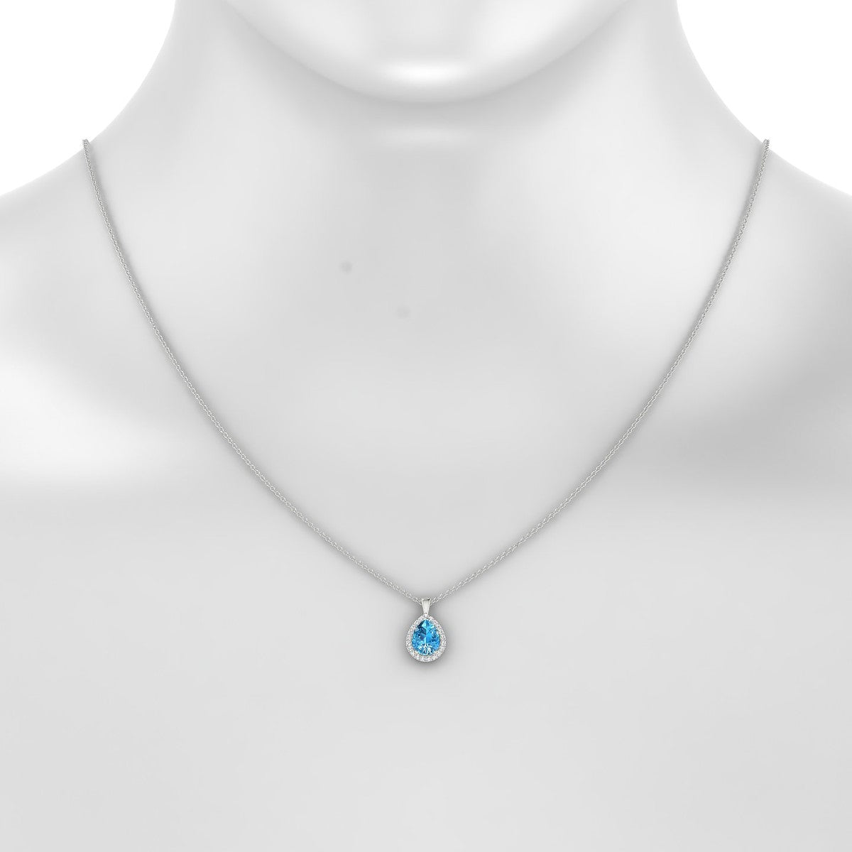 Solar | 18k White Gold 8 x 6 mm Pear Topaz Pendant