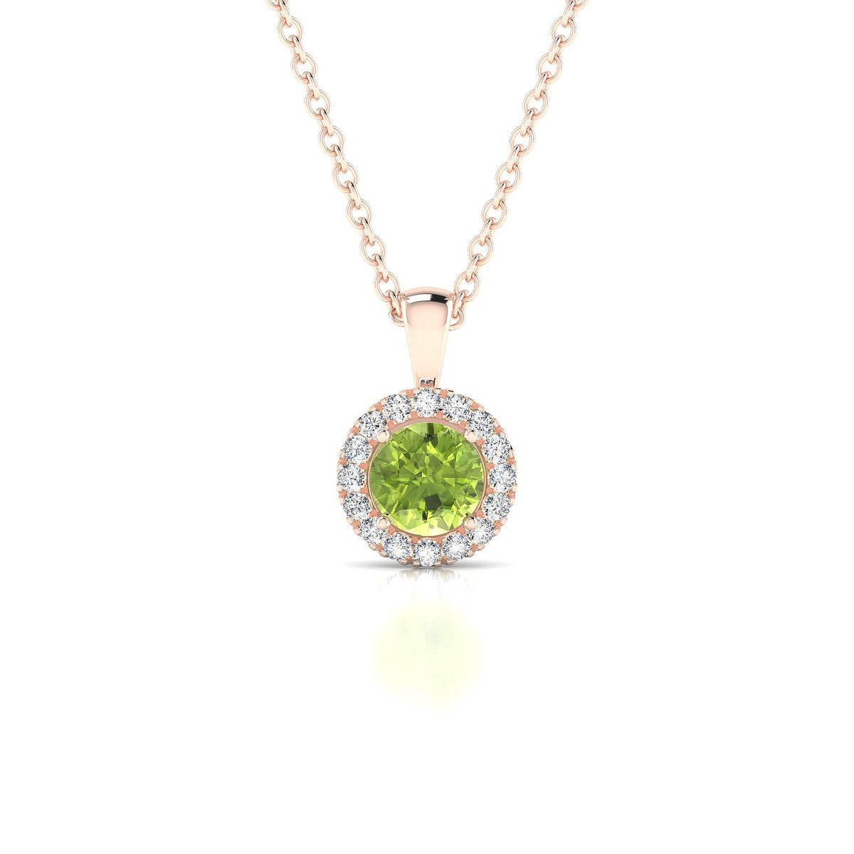 Solar | 18k Rose Gold 4.5 mm Round Peridot Pendant
