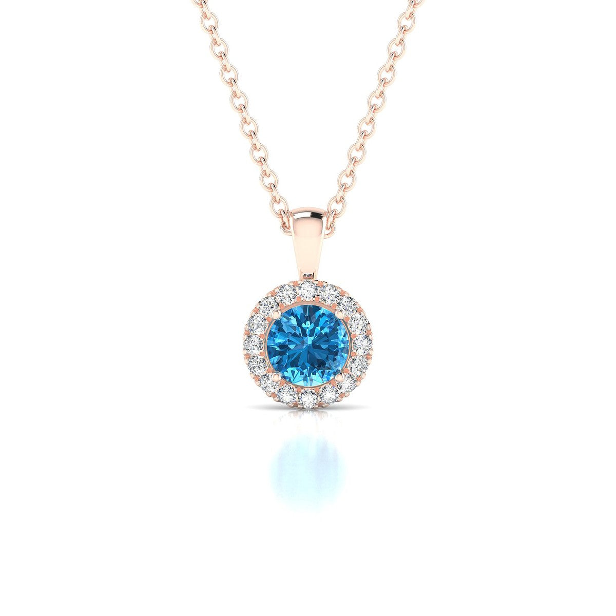 Solar | 18k Rose Gold 4.5 mm Round Topaz Pendant