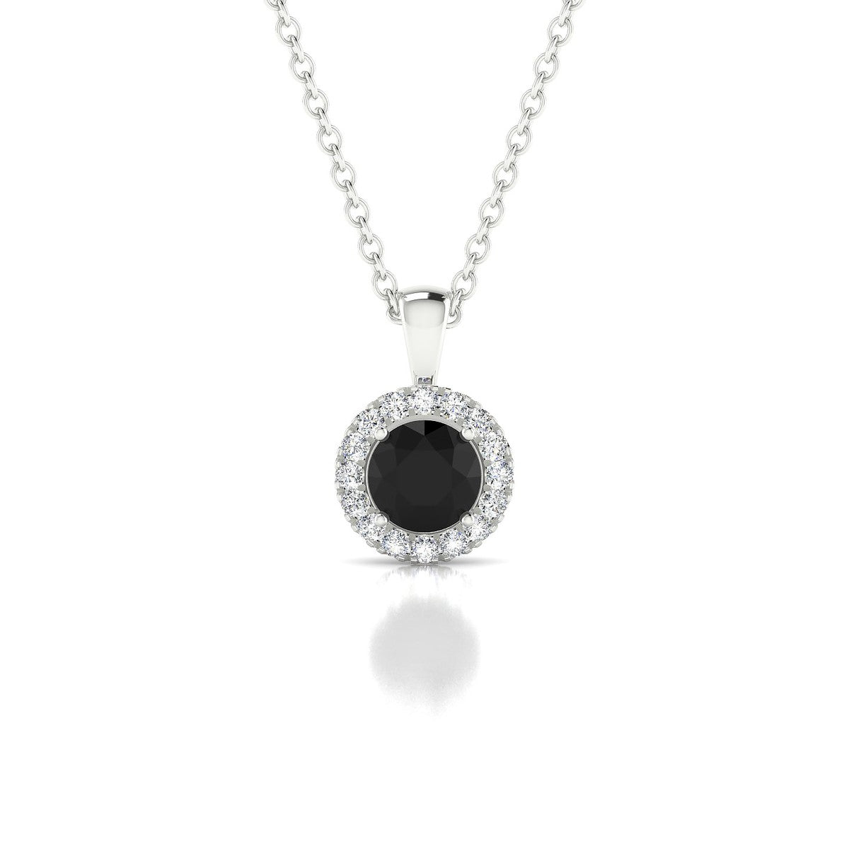 Solar | 18k White Gold 4.5 mm Round Black Diamond Pendant