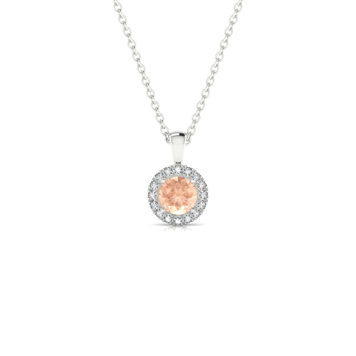 Solar | 18k White Gold 4.5 mm Round Morganite Pendant