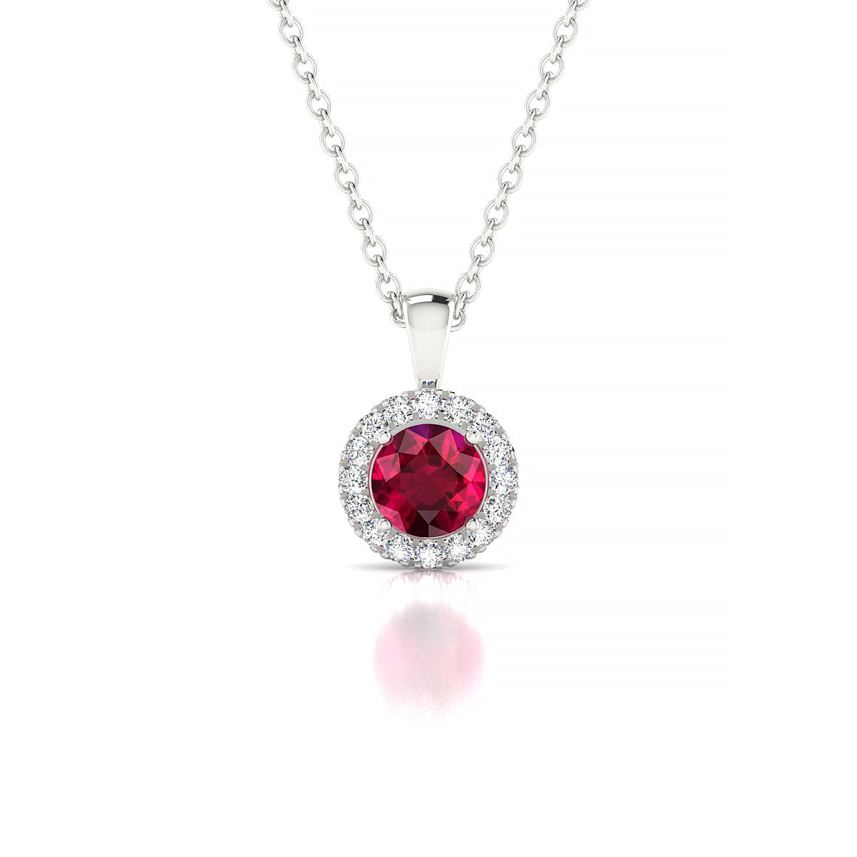 Solar | 18k White Gold 4.5 mm Round Ruby Pendant