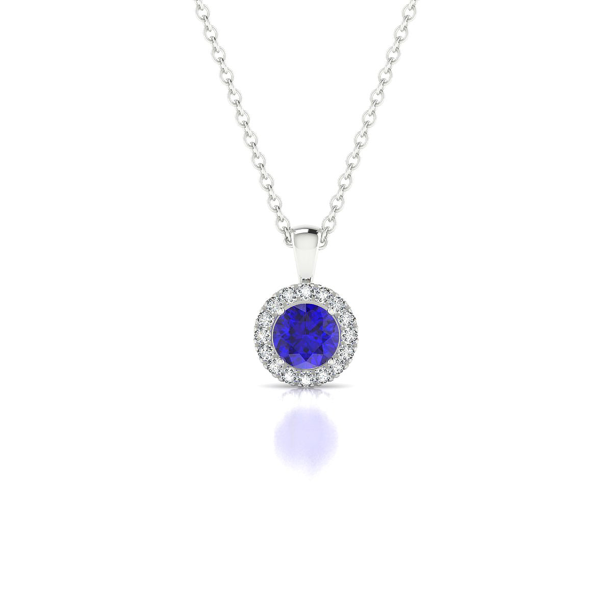 Solar | 18k White Gold 4.5 mm Round Tanzanite Pendant