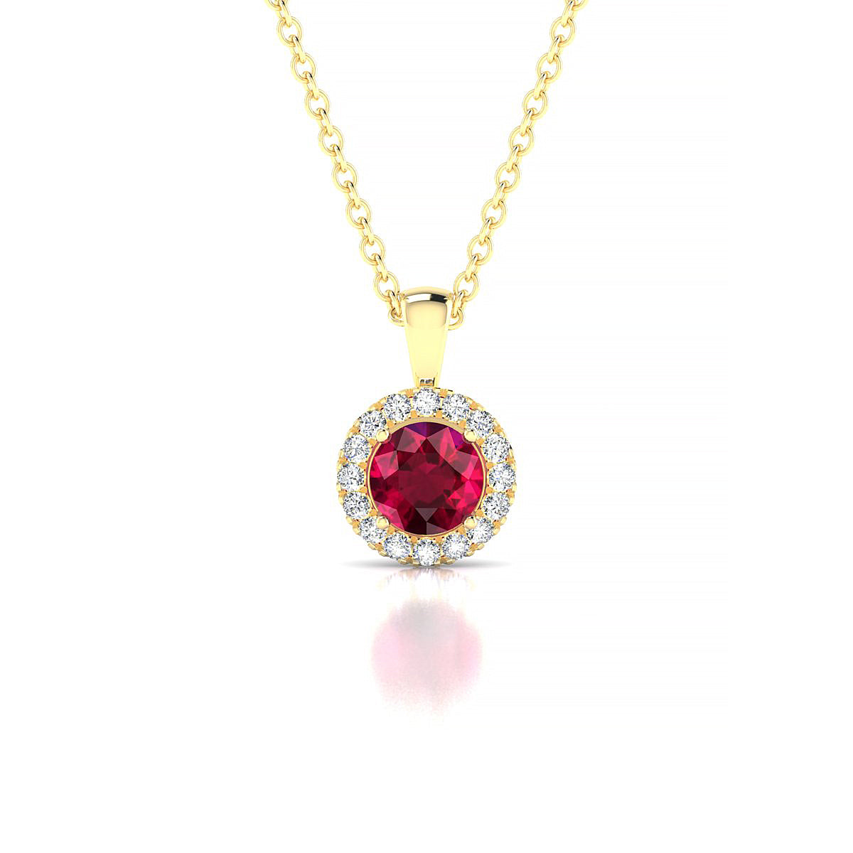 Solar | 18k Yellow Gold 4.5 mm Round Ruby Pendant