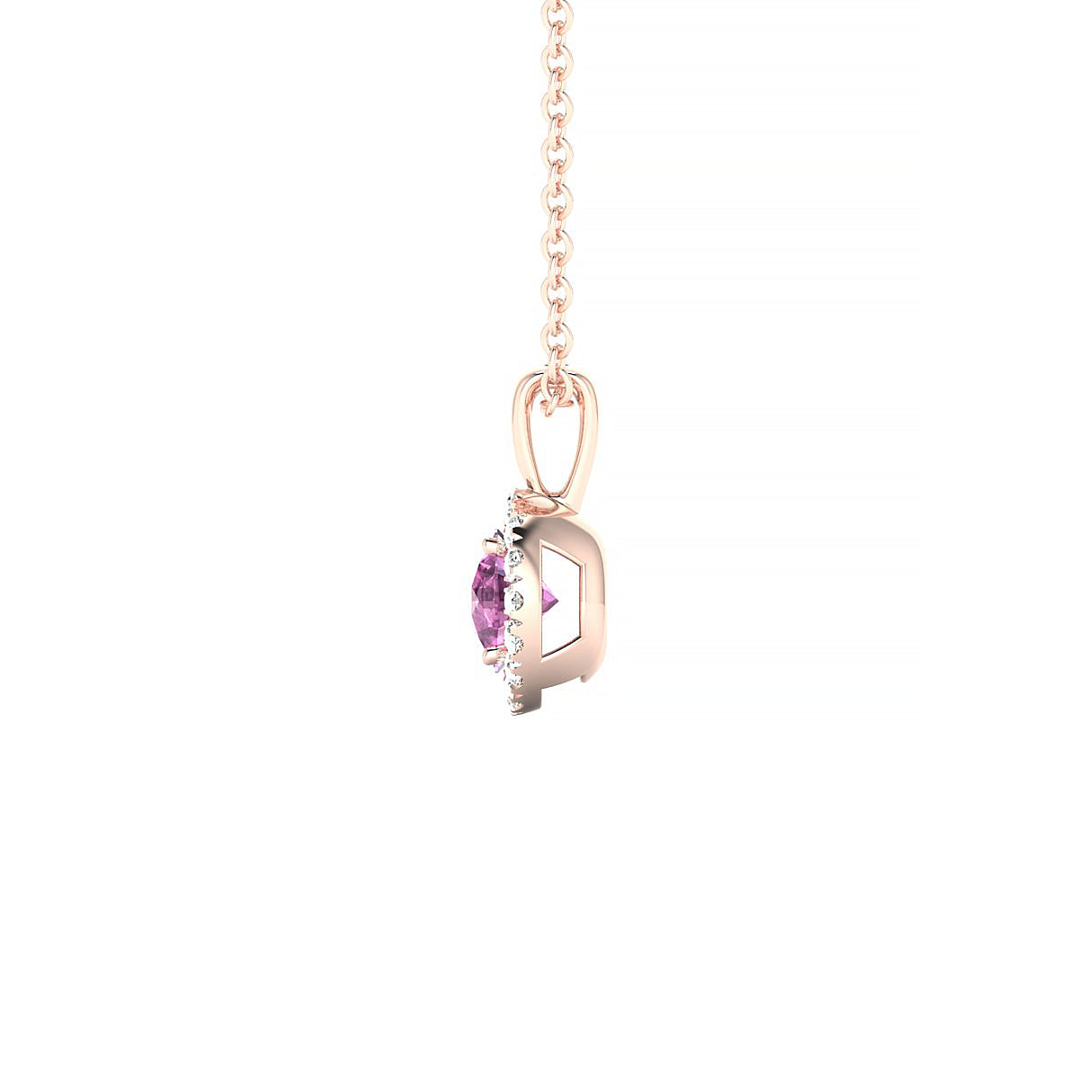 Solar | 18k Rose Gold 4.5 mm Round Pink Sapphire Pendant