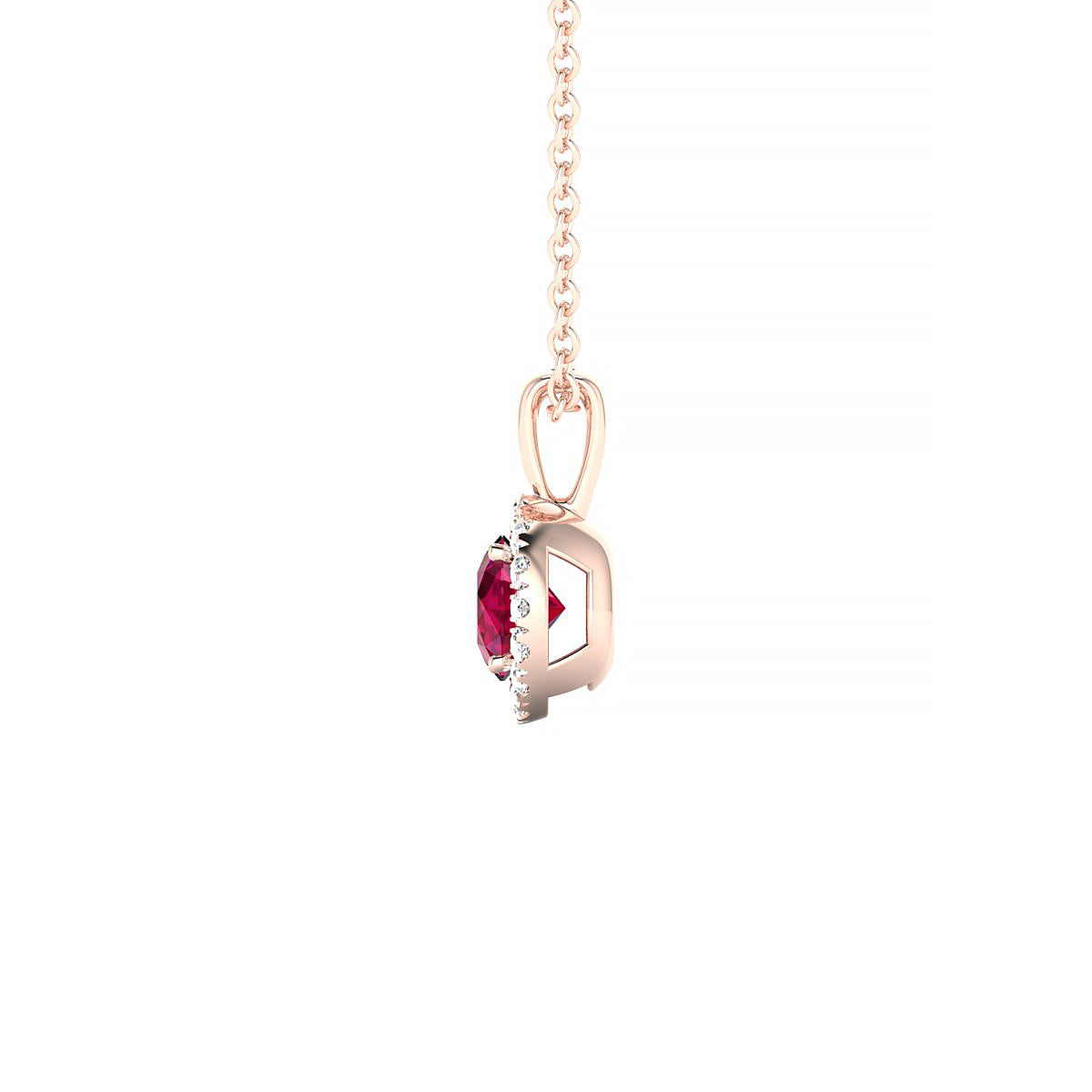 Solar | 18k Rose Gold 4.5 mm Round Ruby Pendant
