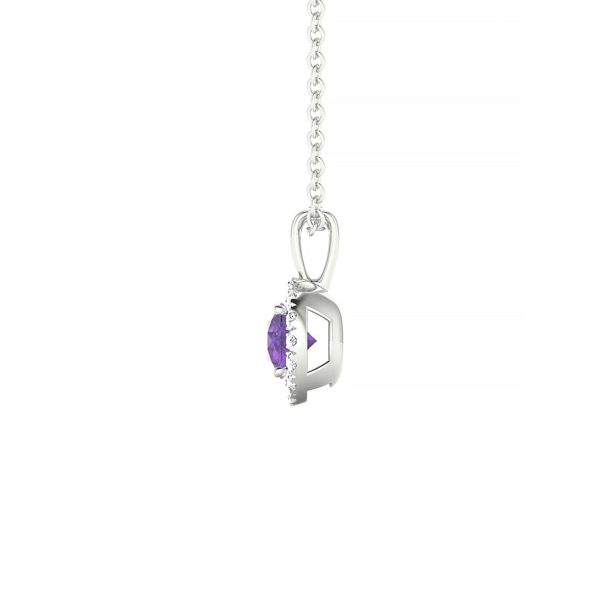 Solar | 18k White Gold 4.5 mm Round Amethyst Pendant