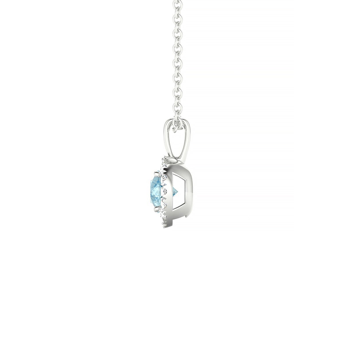 Solar | 18k White Gold 4.5 mm Round Aquamarine Pendant