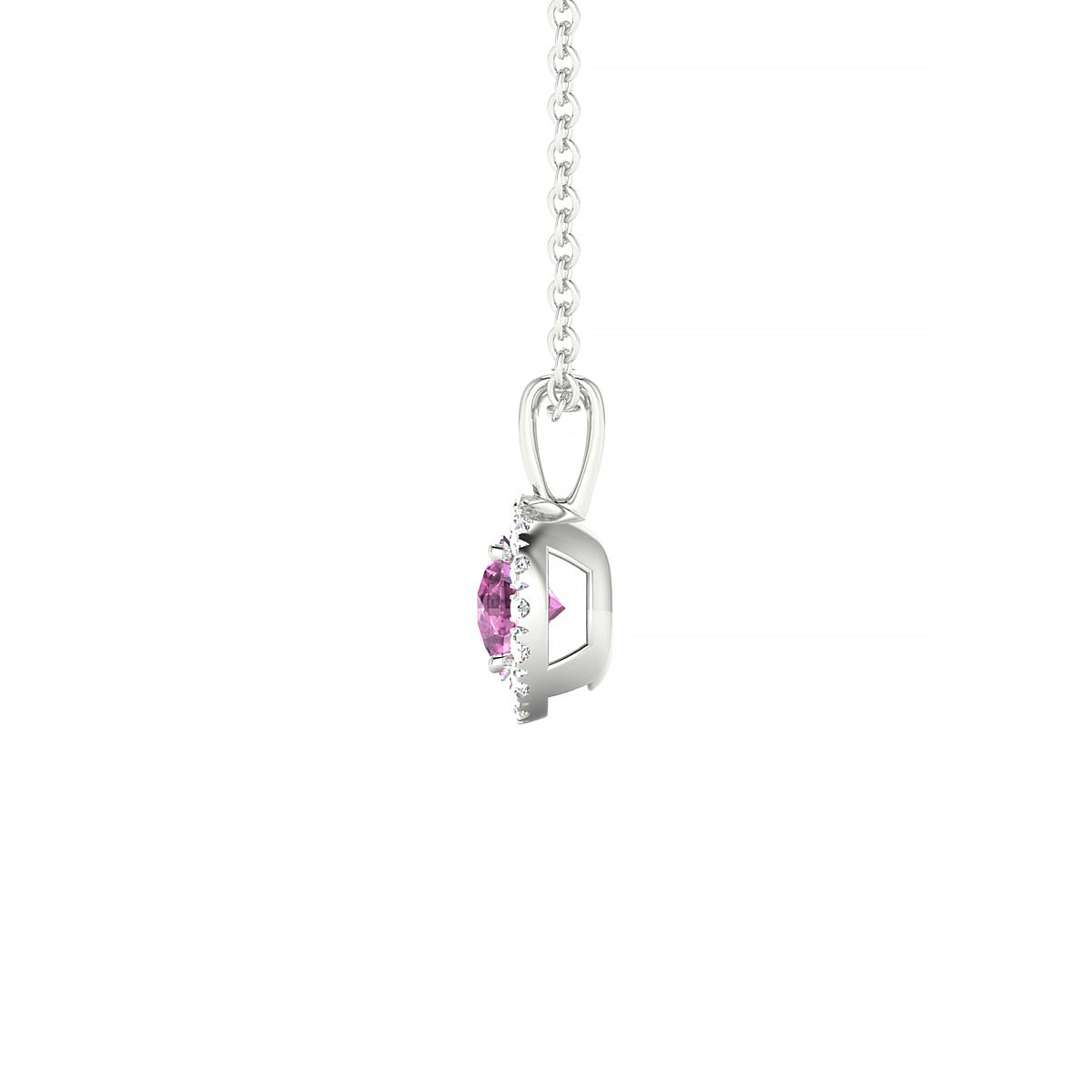 Solar | 18k White Gold 4.5 mm Round Pink Sapphire Pendant