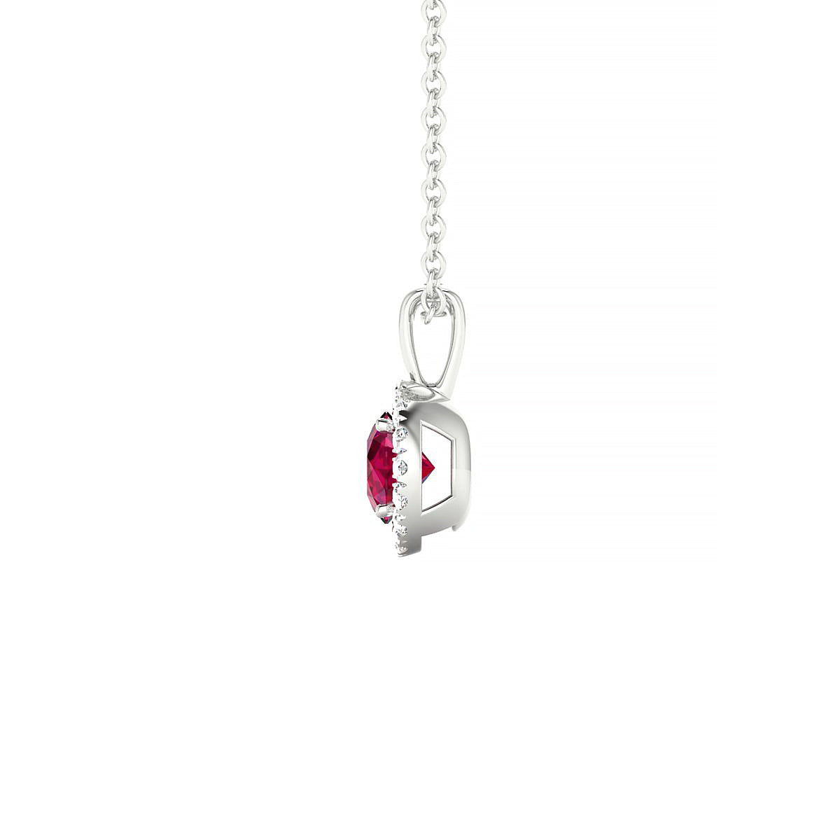 Solar | 18k White Gold 4.5 mm Round Ruby Pendant