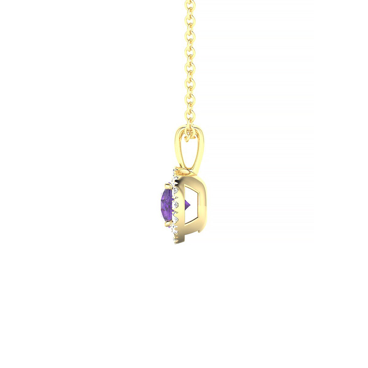 Solar | 18k Yellow Gold 4.5 mm Round Amethyst Pendant
