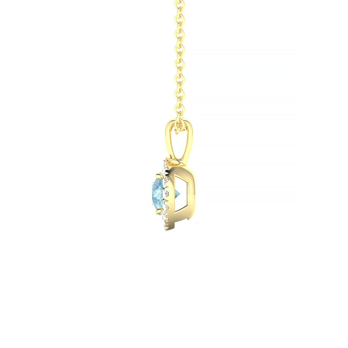 Solar | 18k Yellow Gold 4.5 mm Round Aquamarine Pendant