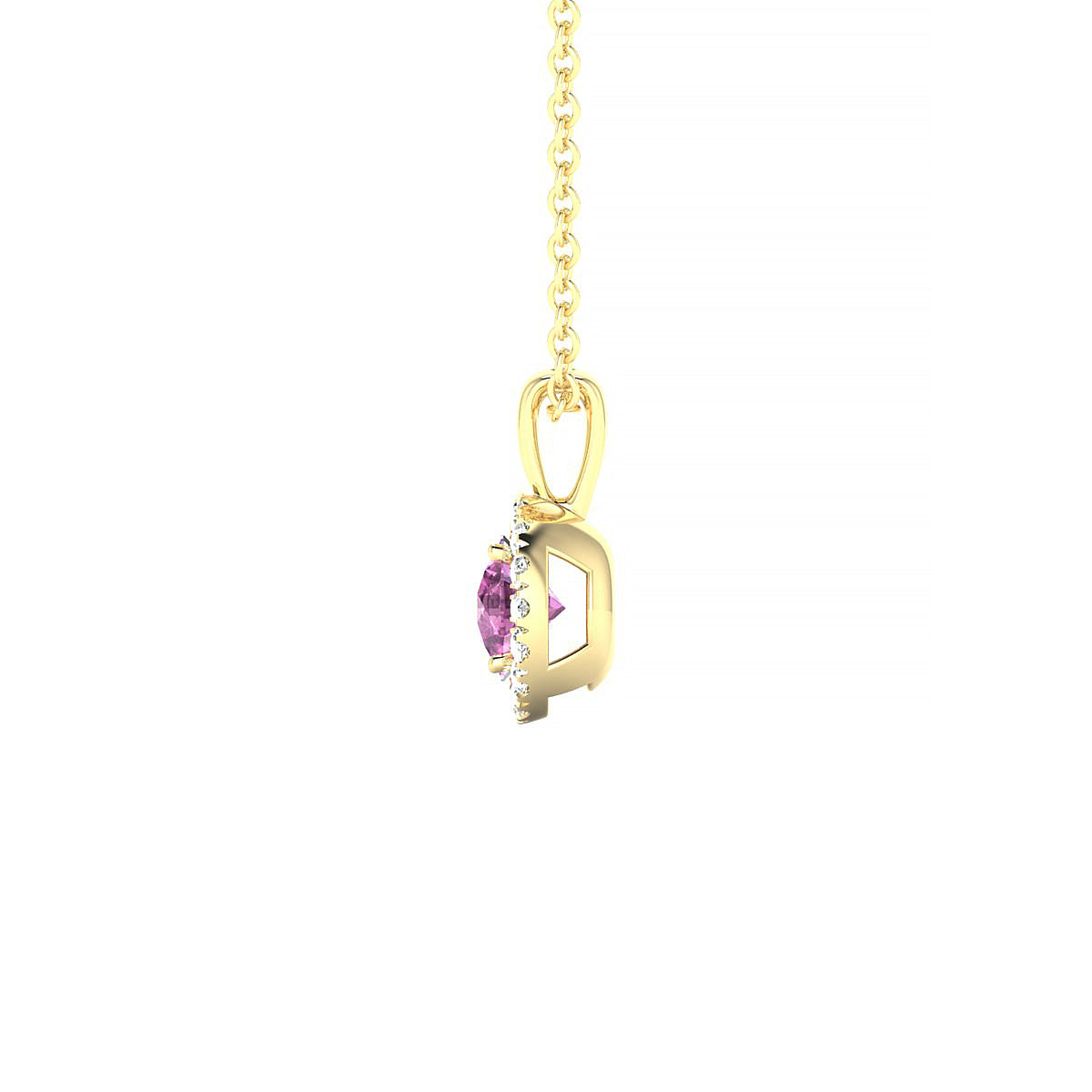 Solar | 18k Yellow Gold 4.5 mm Round Pink Sapphire Pendant