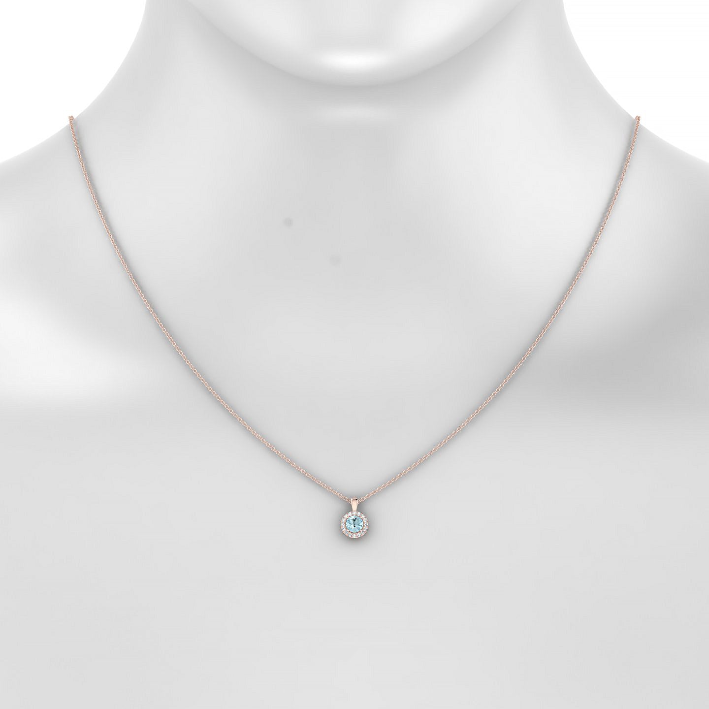 Solar | 18k Rose Gold 4.5 mm Round Aquamarine Pendant