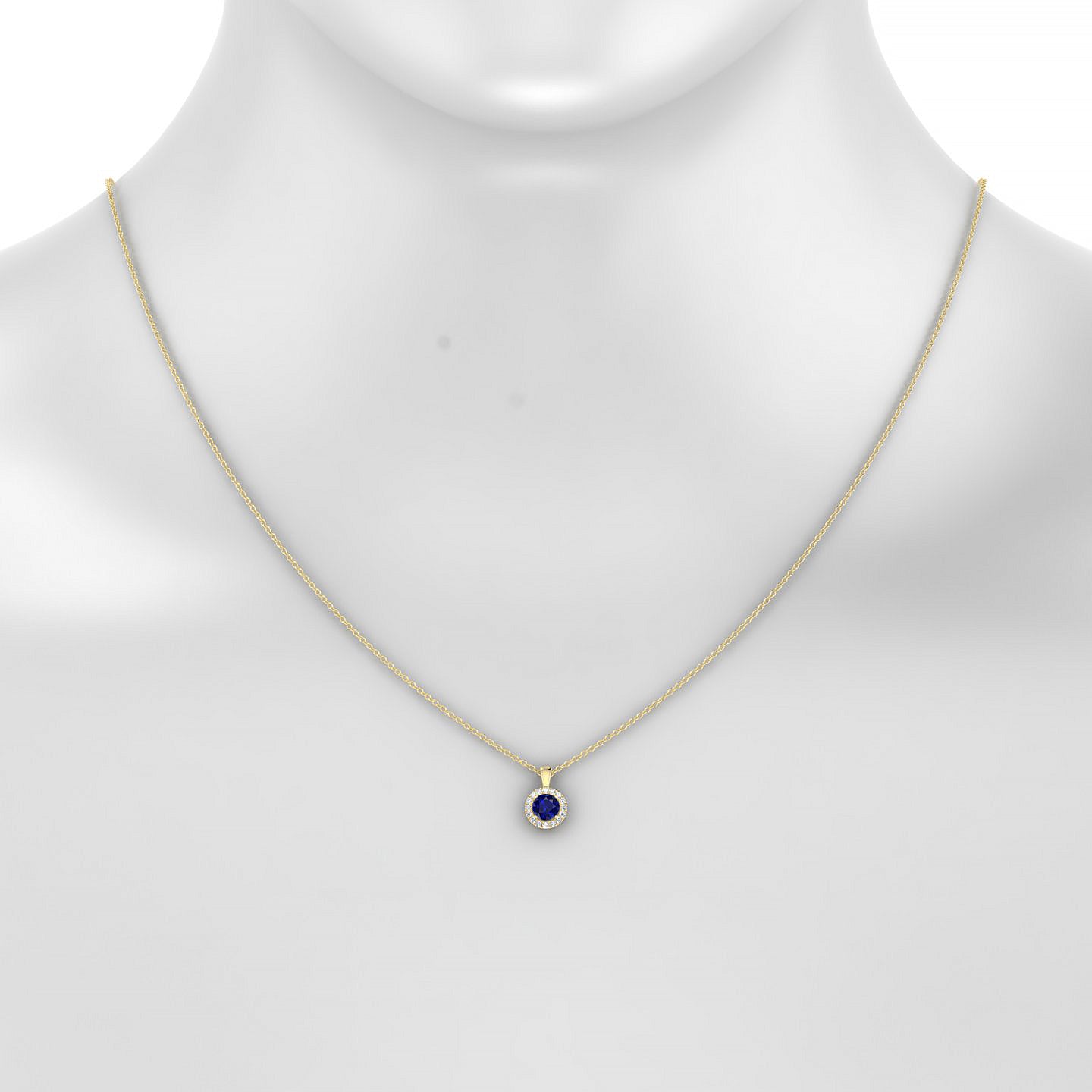 Solar | 18k Yellow Gold 4.5 mm Round Sapphire Pendant