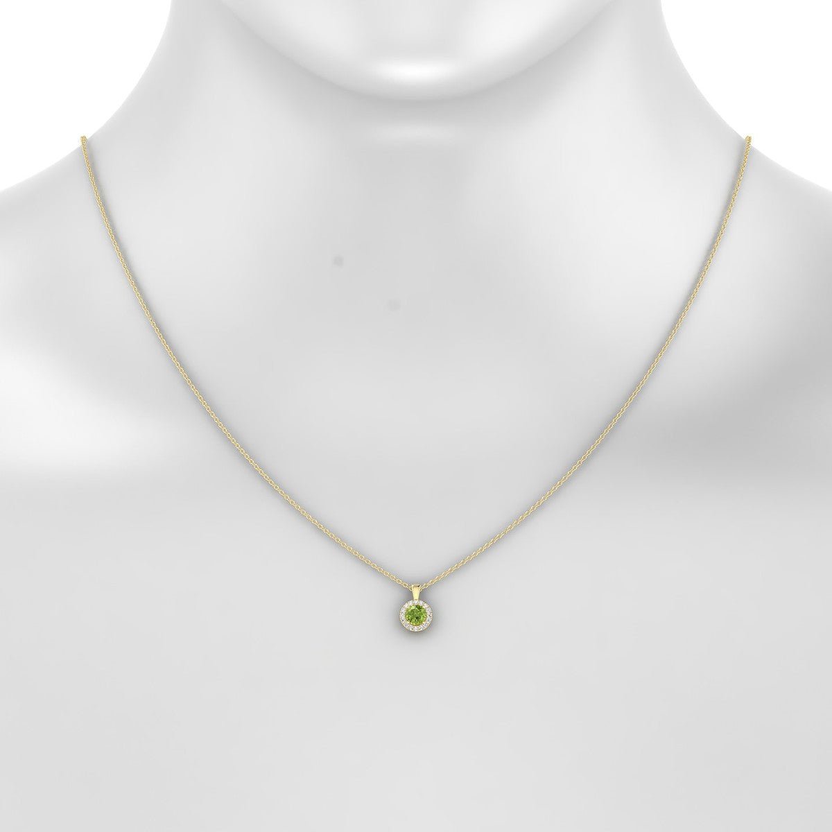 Solar | 18k Yellow Gold 4.5 mm Round Peridot Pendant