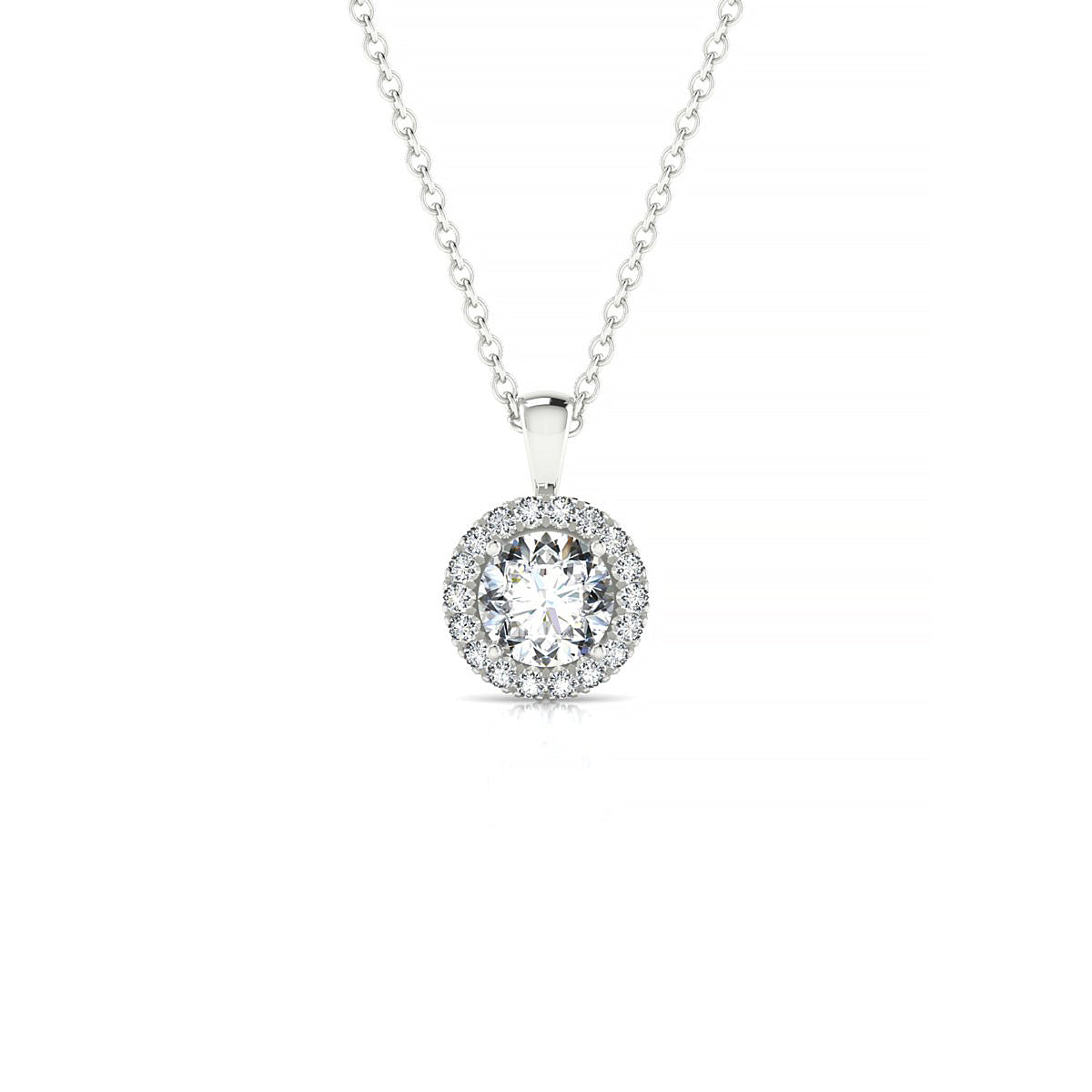 Solar | 18k White Gold 5.2 mm Round Diamond Pendant