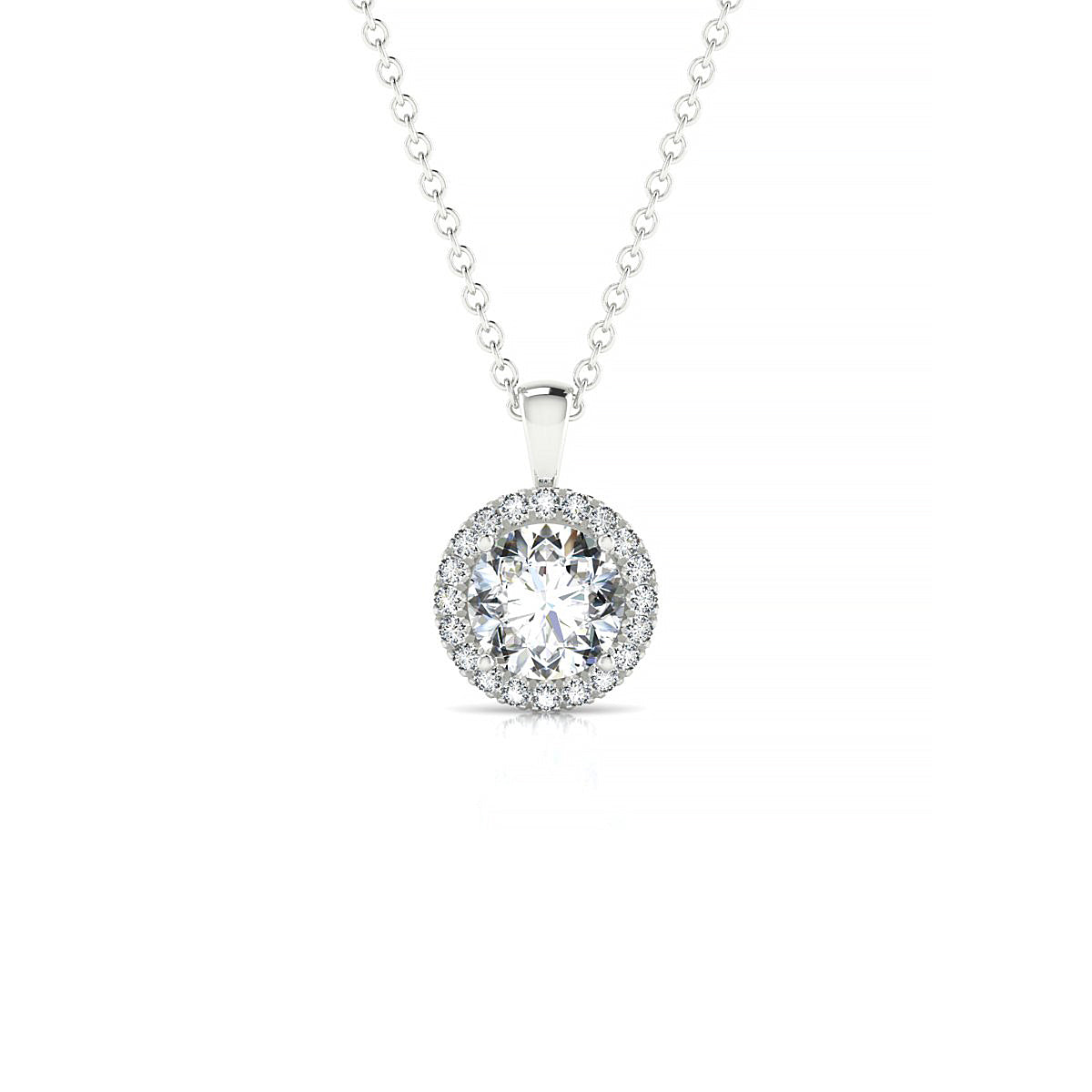 Solar | 18k White Gold 5.7 mm Round Diamond Pendant