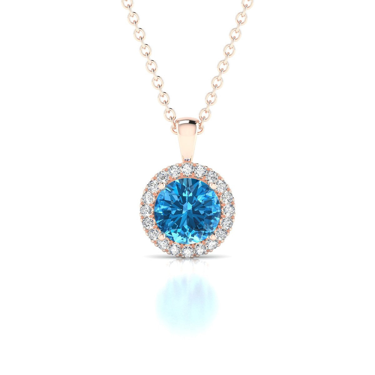Solar | 18k Rose Gold 6 mm Round Topaz Pendant