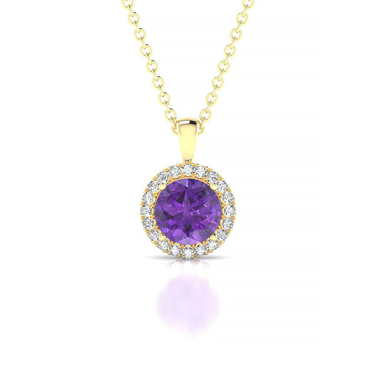 Solar | 18k Yellow Gold 6 mm Round Amethyst Pendant