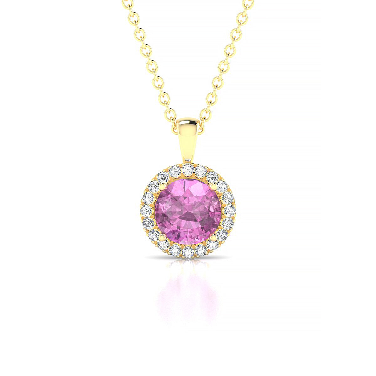 Solar | 18k Yellow Gold 6 mm Round Pink Sapphire Pendant