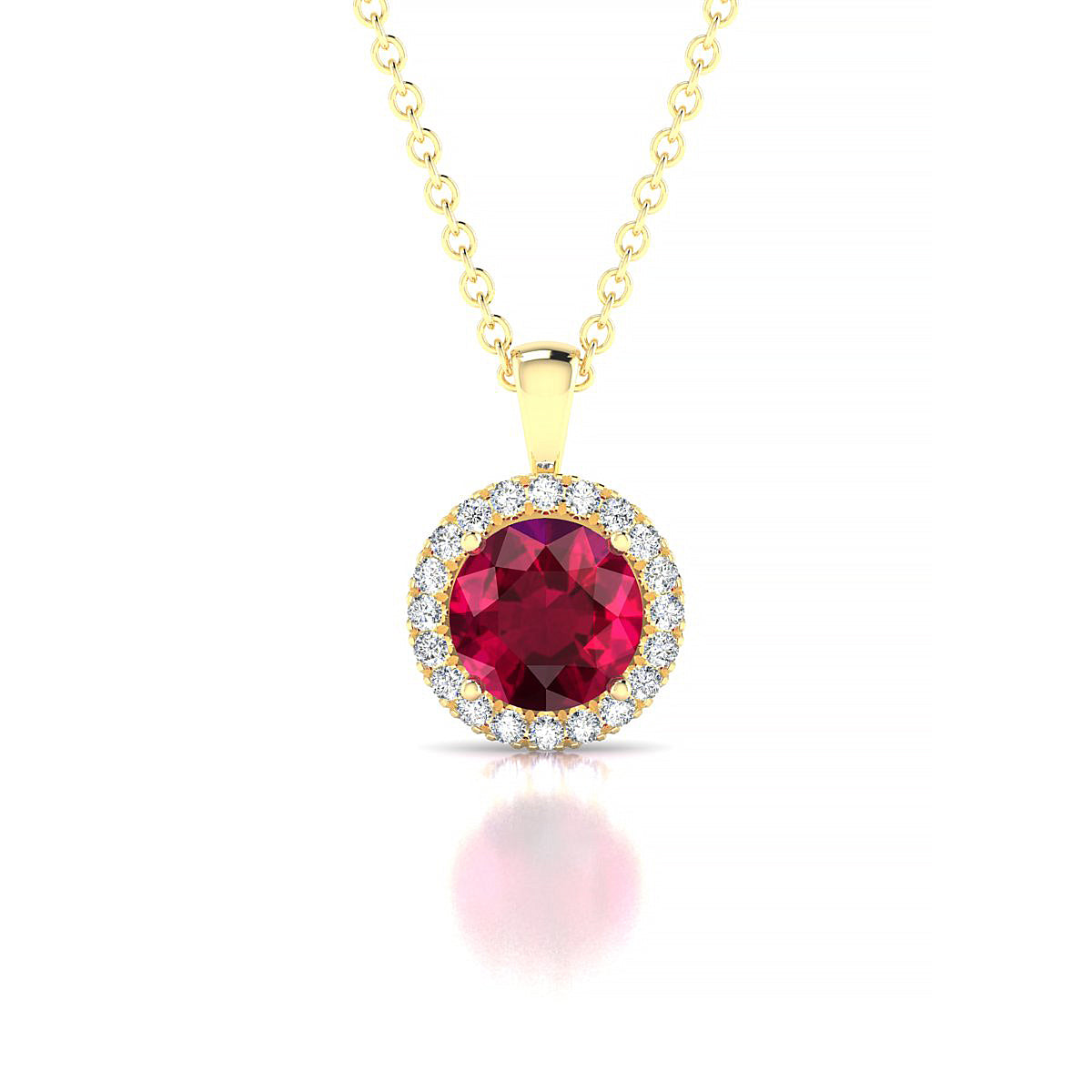 Solar | 18k Yellow Gold 6 mm Round Ruby Pendant