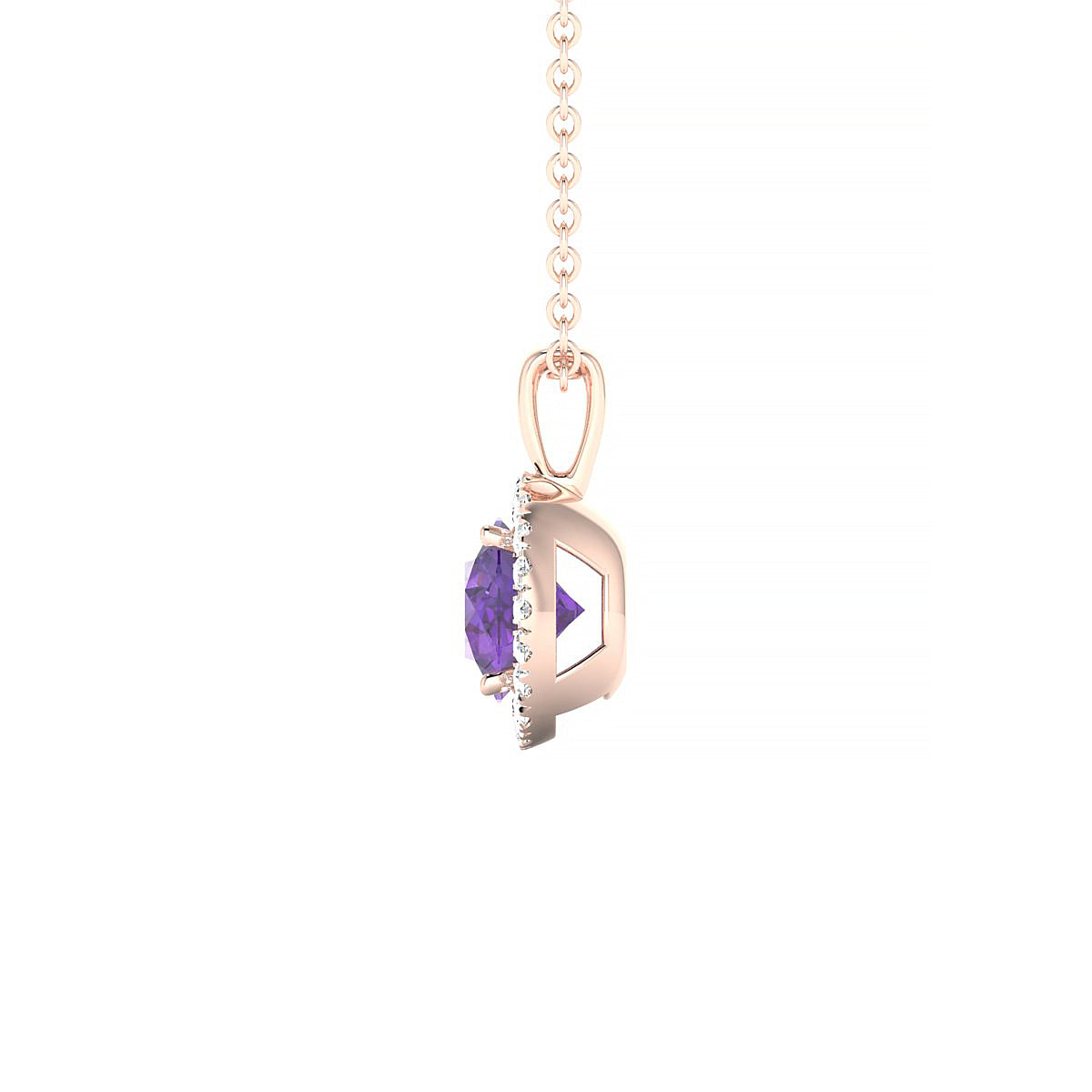 Solar | 18k Rose Gold 6 mm Round Amethyst Pendant