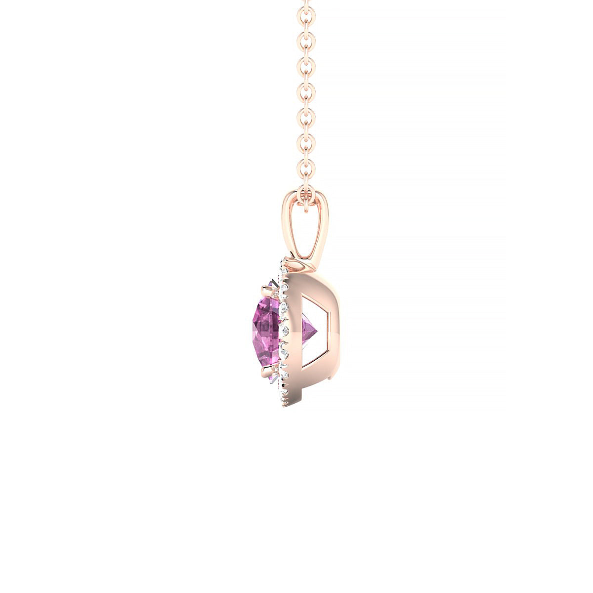 Solar | 18k Rose Gold 6 mm Round Pink Sapphire Pendant