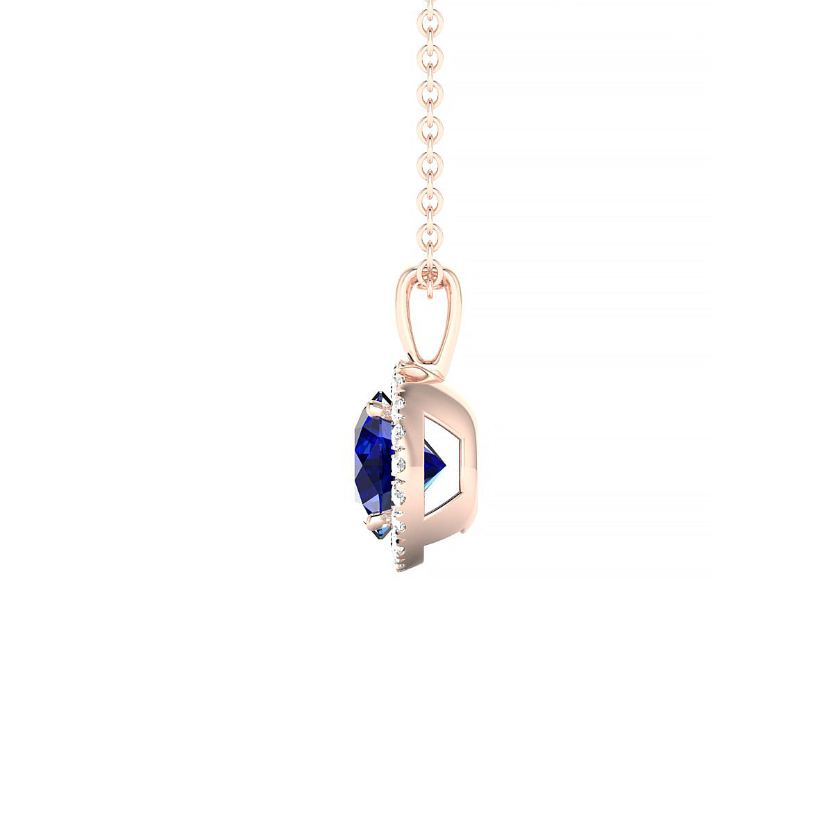 Solar | 18k Rose Gold 6 mm Round Sapphire Pendant