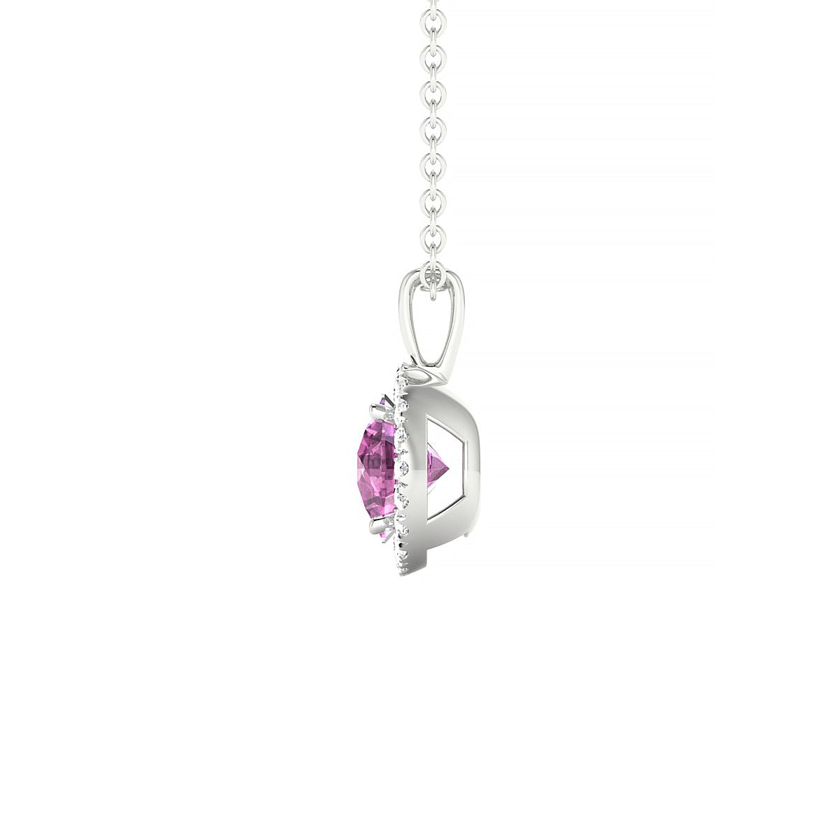Solar | 18k White Gold 6 mm Round Pink Sapphire Pendant