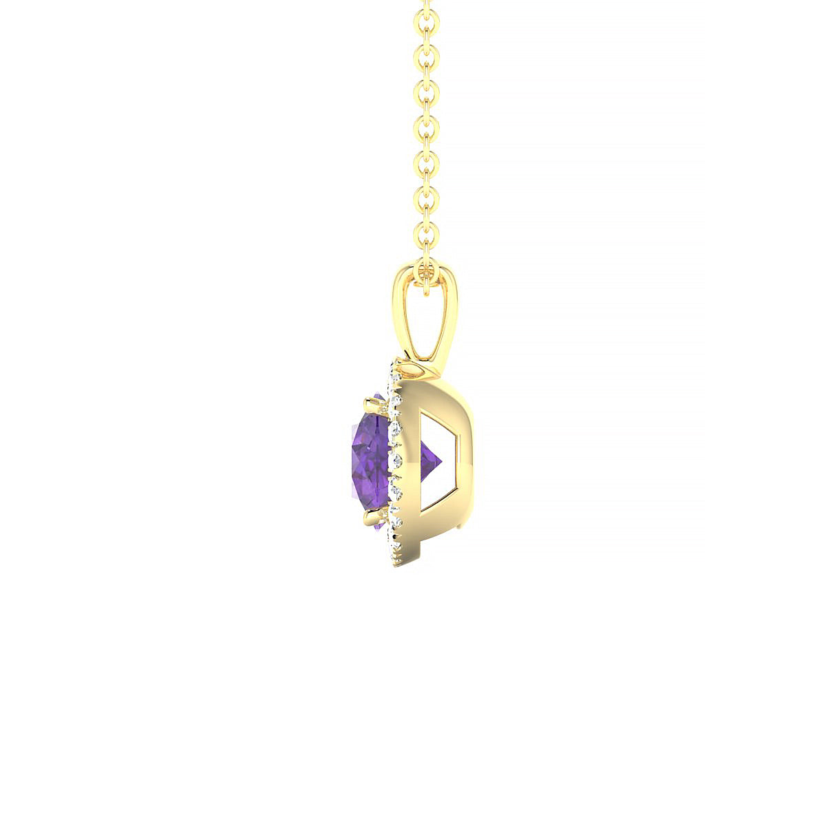 Solar | 18k Yellow Gold 6 mm Round Amethyst Pendant
