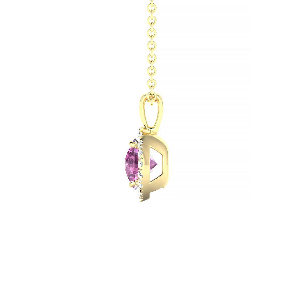 Solar | 18k Yellow Gold 6 mm Round Pink Sapphire Pendant
